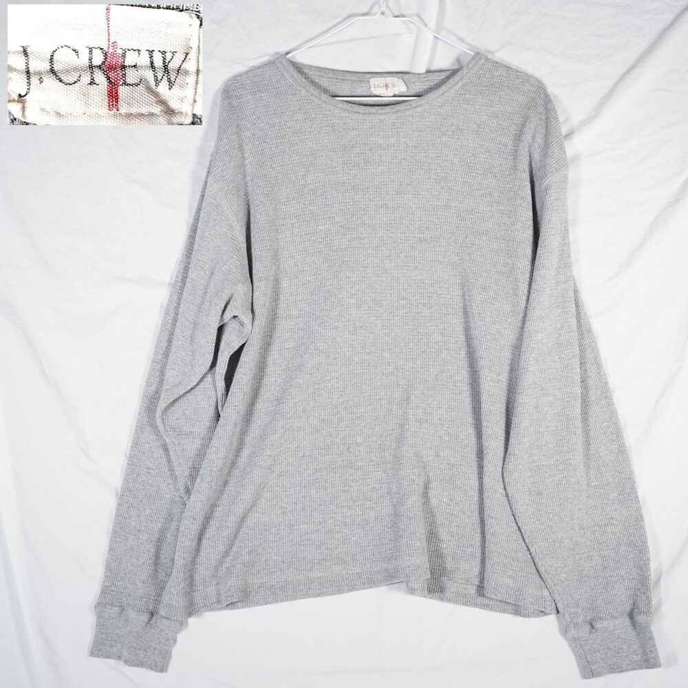 J.Crew Oarsman Waffle Knit Long Sleeve Shirt Gray Large